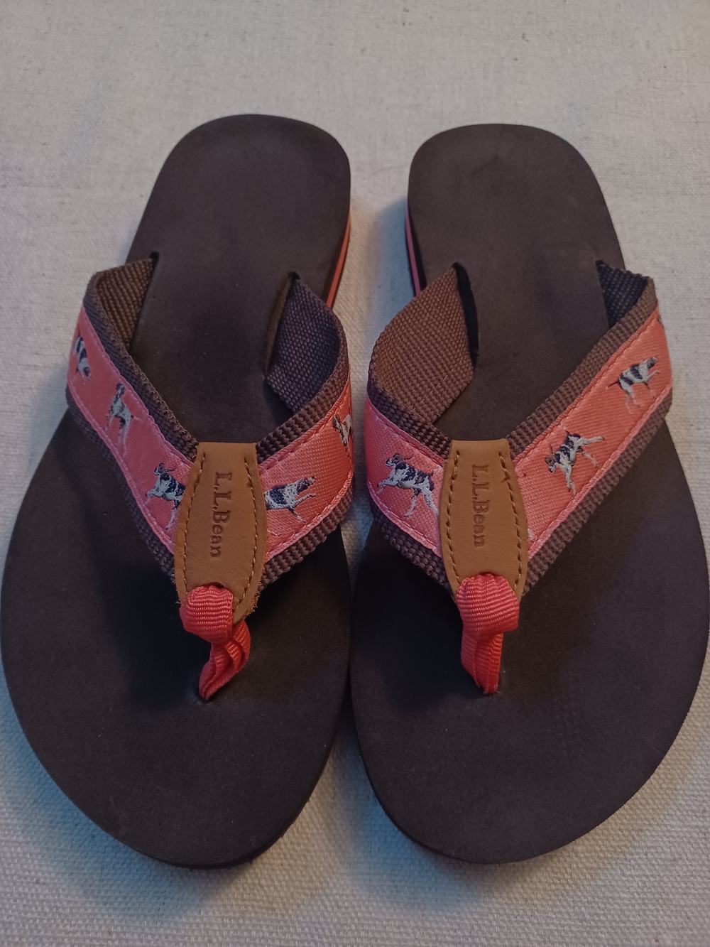 L.L.Bean Maine Isle Flip Flops With Pointer Motif Women's Size 6